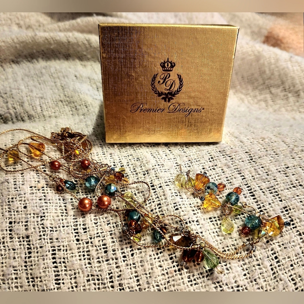 Vintage Premier Designs "Tutti Frutti" Earring & Necklace Set (in original box) - Picture 2 of 8